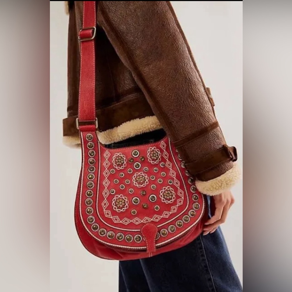 NWT Free People Some Like It Studded Bag - Red